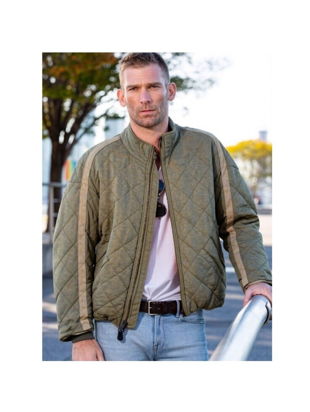 Bagatelle Quilted Jacket Olive Full Zip Medium
